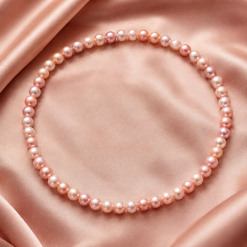 Rosé pearl stretch dog necklace - blush faux pearls